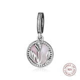 925 Silver Tulip Charm Women's Dangle Beads for DIY Jewelry