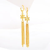 14K Long Tassel Drop Earrings Snowflake Shape Jewelry