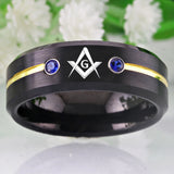 8mm Tungsten Carbide Masonic Compass Square Ring