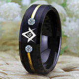 8mm Tungsten Carbide Masonic Compass Square Ring