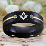8mm Tungsten Carbide Masonic Compass Square Ring