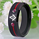 8mm Tungsten Carbide Masonic Compass Square Ring
