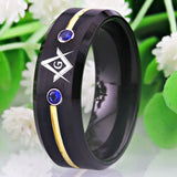 8mm Tungsten Carbide Masonic Compass Square Ring