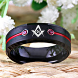 8mm Tungsten Carbide Masonic Compass Square Ring