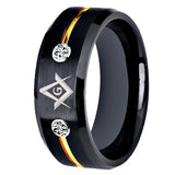 8mm Tungsten Carbide Masonic Compass Square Ring