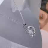 925 Silver Moon Pendant Diamond Necklace Jewelry for Women