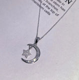 925 Silver Moon Pendant Diamond Necklace Jewelry for Women