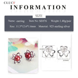 CLICI 925 Silver Clover Earrings Women's Jewelry Pearl Stud Earrings SE076SB