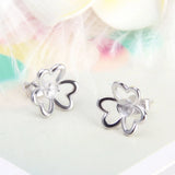 CLICI 925 Silver Clover Earrings Women's Jewelry Pearl Stud Earrings SE076SB