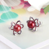 CLICI 925 Silver Clover Earrings Women's Jewelry Pearl Stud Earrings SE076SB