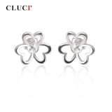 CLICI 925 Silver Clover Earrings Women's Jewelry Pearl Stud Earrings SE076SB