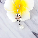 925 Silver Flower Women Pendant Necklace Sterling Silver Valentine Gift