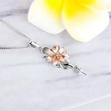 925 Silver Flower Women Pendant Necklace Sterling Silver Valentine Gift
