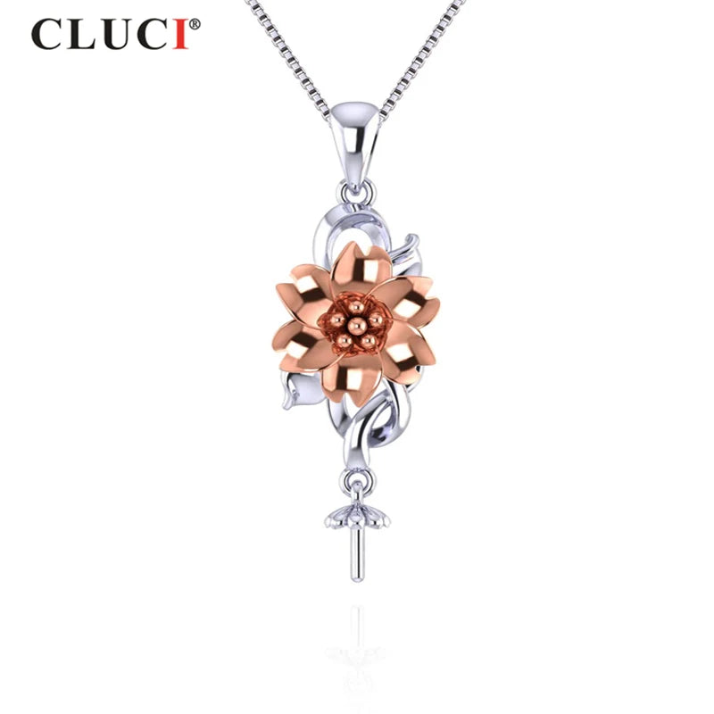 925 Silver Flower Women Pendant Necklace Sterling Silver Valentine Gift