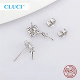 925 Silver CZ Four Clover Pearl Stud Earrings SE176SB