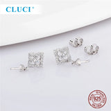 925 Silver CZ Four Clover Pearl Stud Earrings SE176SB