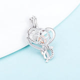 925 Silver CZ Rose Flower Necklace Cage Pendant DIY Valentine Charms