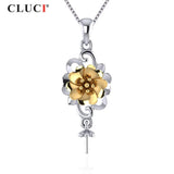 925 Silver Flower & Pearl Pendant Necklace for Women
