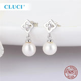 925 Silver Four Clover Pearl Stud Earrings SE174SB