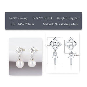 925 Silver Four Clover Pearl Stud Earrings SE174SB