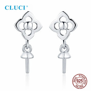 925 Silver Four Clover Pearl Stud Earrings SE174SB