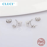 925 Silver Four Clover Pearl Stud Earrings SE174SB
