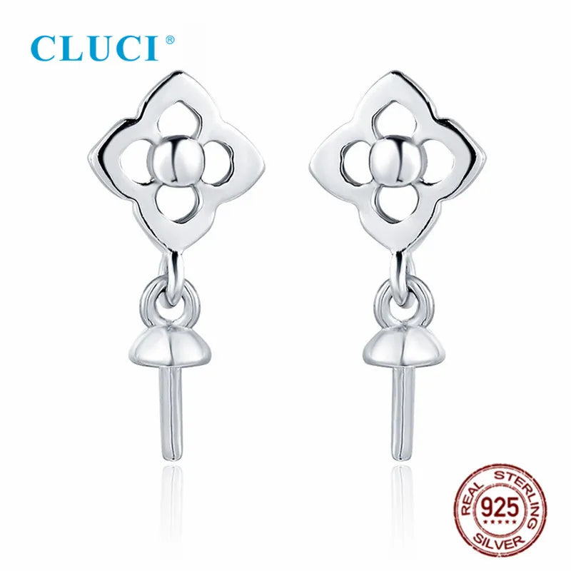 925 Silver Four Clover Pearl Stud Earrings SE174SB