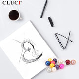 925 Silver Heart Pearl Pendant CZ Necklace for Girls