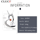 925 Silver Heart Pearl Pendant CZ Necklace for Girls