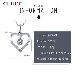 925 Sterling Silver Heart-Shaped Pendant Mounting
