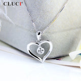 925 Sterling Silver Heart-Shaped Pendant Mounting