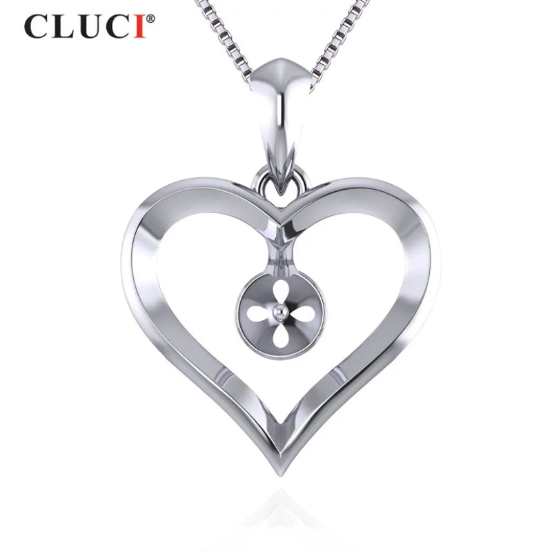 925 Sterling Silver Heart-Shaped Pendant Mounting