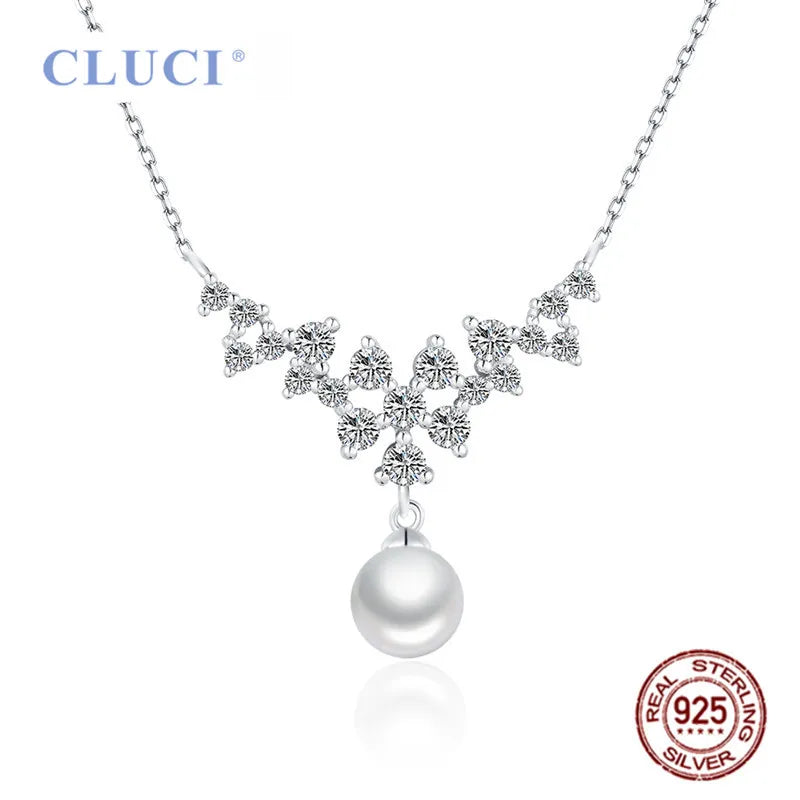 925 Silver Pendant Necklace with 6-7mm Round Pearls FSN050SB