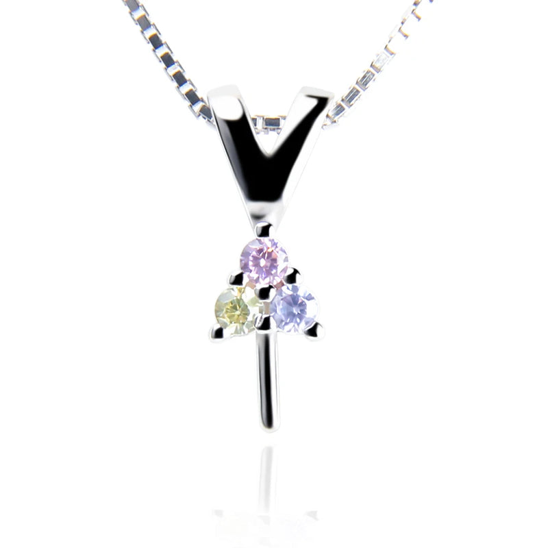 925 Sterling Silver Three Stone Pearl Pendant for Girls