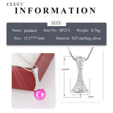 925 Silver Zircon Pearl Pendant Necklace Women DIY SP233SB