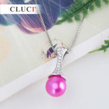 925 Silver Zircon Pearl Pendant Necklace Women DIY SP233SB
