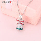 Zircon Gemstone Silver 925 Pendant Christmas Bell Shaped Pearl Necklace