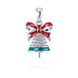 Zircon Gemstone Silver 925 Pendant Christmas Bell Shaped Pearl Necklace