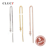 925 Sterling Silver Long Pearl Mountings Ear Line Earrings SE121SB