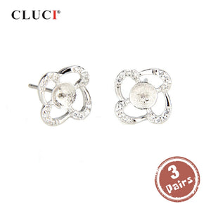 925 Silver Stud Earrings Pearl Flower Earrings SE033SB