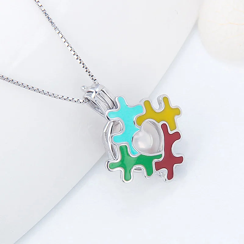 925 Silver Autism Awareness Puzzle Heart Locket SC281SB