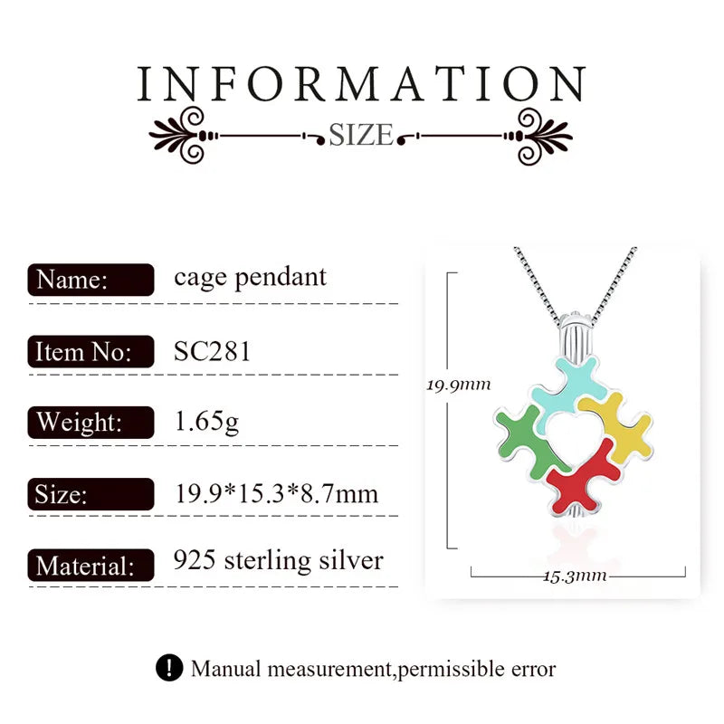 925 Silver Autism Awareness Puzzle Heart Locket SC281SB