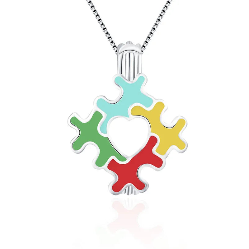 925 Silver Autism Awareness Puzzle Heart Locket SC281SB