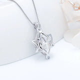 925 Silver Hexagram Locket Pendant Mason Logo Shaped Silver 925 Pearl Cage