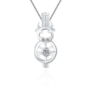 925 Sterling Silver Pearl Locket Pendant Bull Charms Pendant Necklace Jewelry