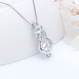 925 Sterling Silver Pearl Locket Pendant Bull Charms Pendant Necklace Jewelry