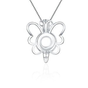 925 Sterling Silver Pearl Locket Pendant Butterfly Charms for Necklace SC042SB