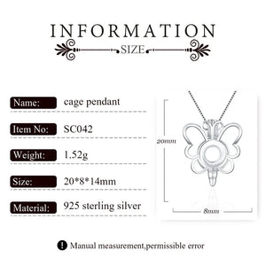 925 Sterling Silver Pearl Locket Pendant Butterfly Charms for Necklace SC042SB
