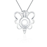 925 Sterling Silver Pearl Locket Pendant Butterfly Charms for Necklace SC042SB