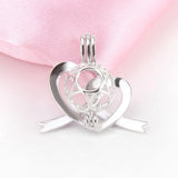 925 Silver Autism Awareness Double Heart Pearl Locket Pendant